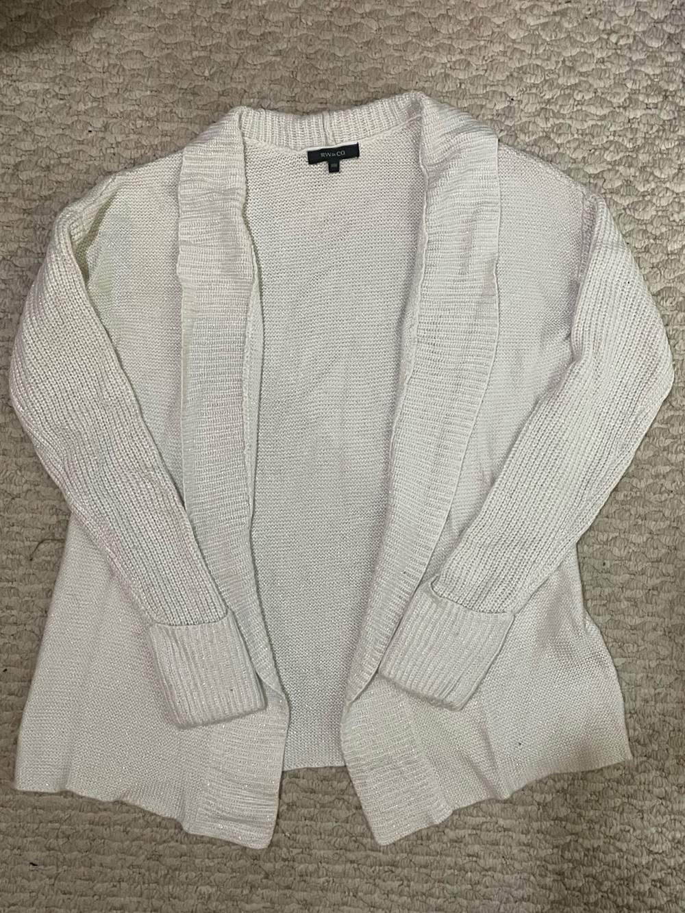 RW&Co Shimmer White Cardigan